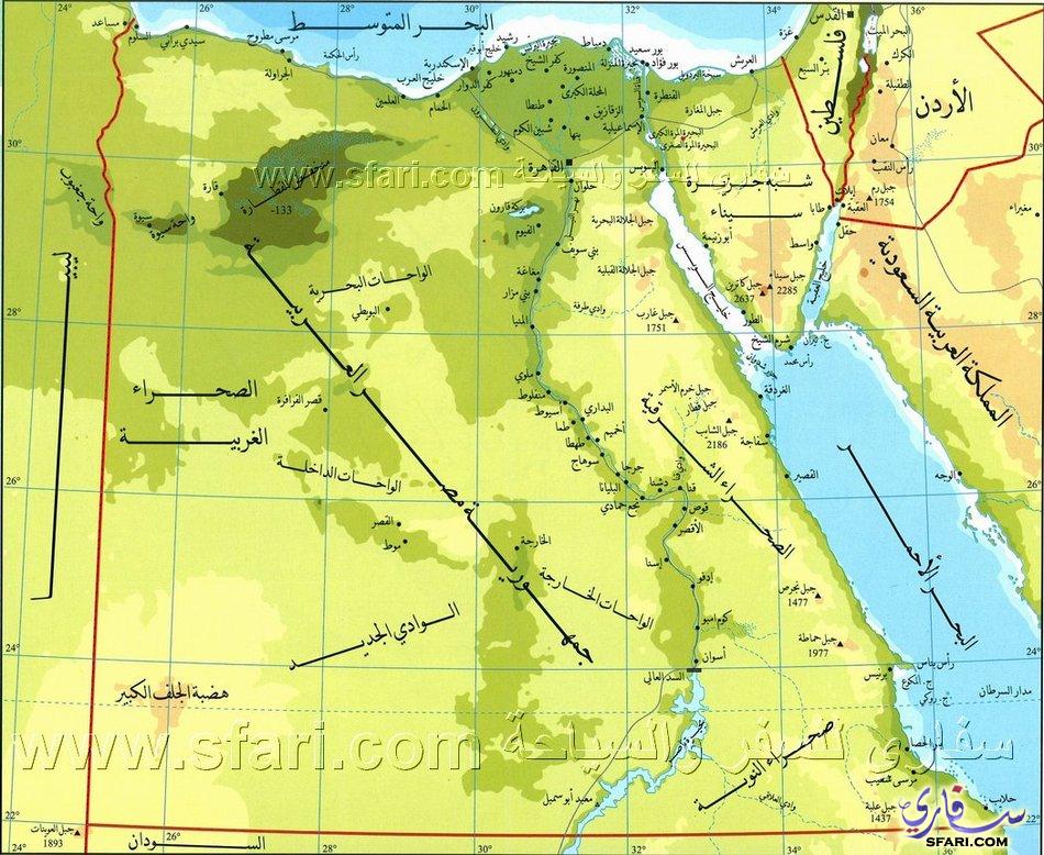 خريطة مصر الطبيعية , خريطة توضج معالم مصر