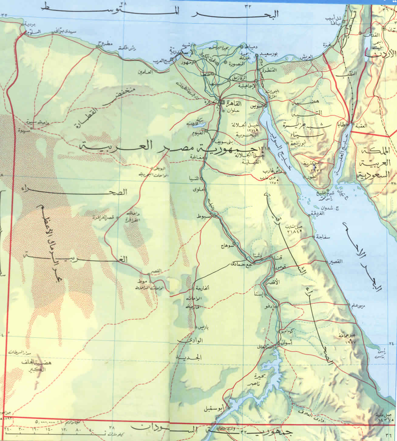 خريطة مصر الطبيعية - خريطة توضج معالم مصر 728 3