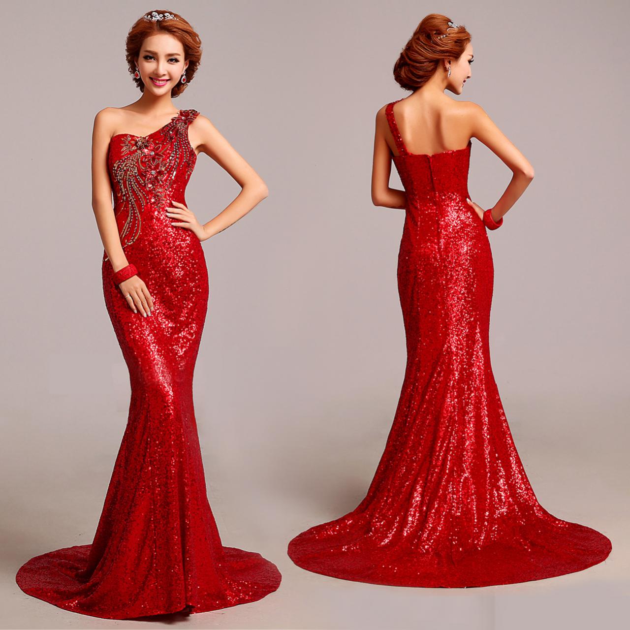 8992 7 اجمل فساتين حمراء - صور فساتين اعراس - صورة فستان احمر 2020 نجمه مدرك